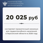 Прожиточный минимум в Херсонской области в 2026 году: